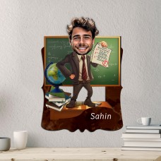 Kişiye Özel Karikatür Figür I Ahşap Tablo I Erkek Öğretmen Kişiye Özel Karikatür Figür I Ahşap Tablo I Erkek Öğretmen