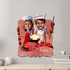 Kişiye Özel Karikatür Figür I Ahşap Tablo I Aşçı Çift Kişiye Özel Karikatür Figür I Ahşap Tablo I Aşçı Çift