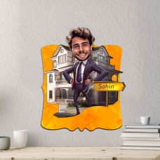 Kişiye Özel Karikatür Figür I Ahşap Tablo I Emlakçı Kişiye Özel Karikatür Figür I Ahşap Tablo I Emlakçı